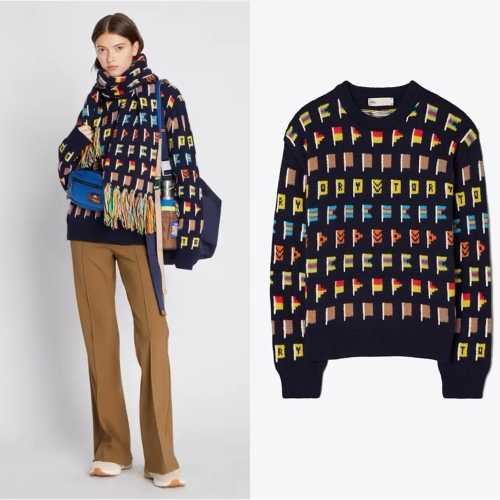 Tory Burch Wool Flag Winter Sweater Size Medium​​